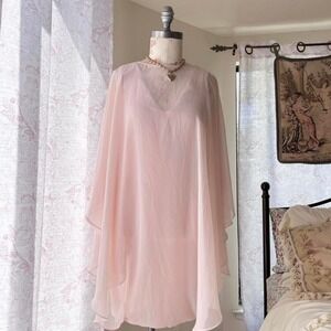 halston heritage pink flowy designer‎ mini cocktail dress womens 4